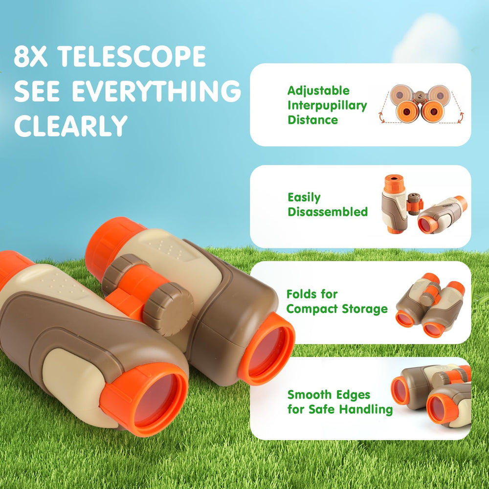 AuntyFey kid binoculars enable young explorers to spot distant wildlife.