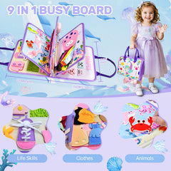 Aurasys Montessori Busy Board Number and Letter Learning supports early literacy development.