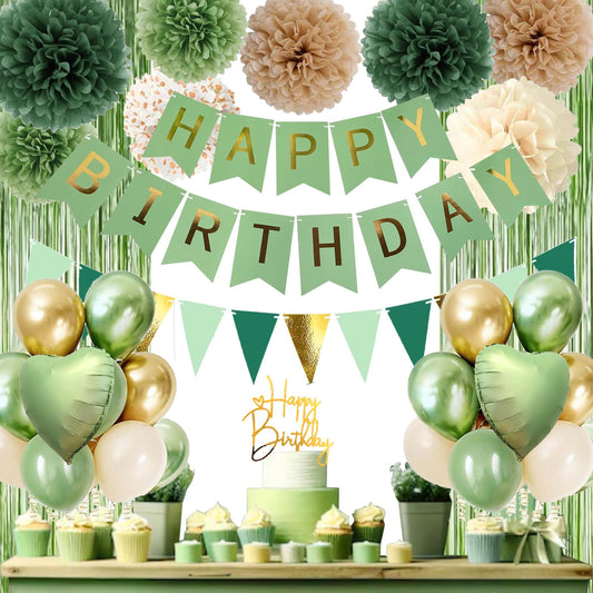 Aurasys sage green balloons create a vibrant birthday backdrop
