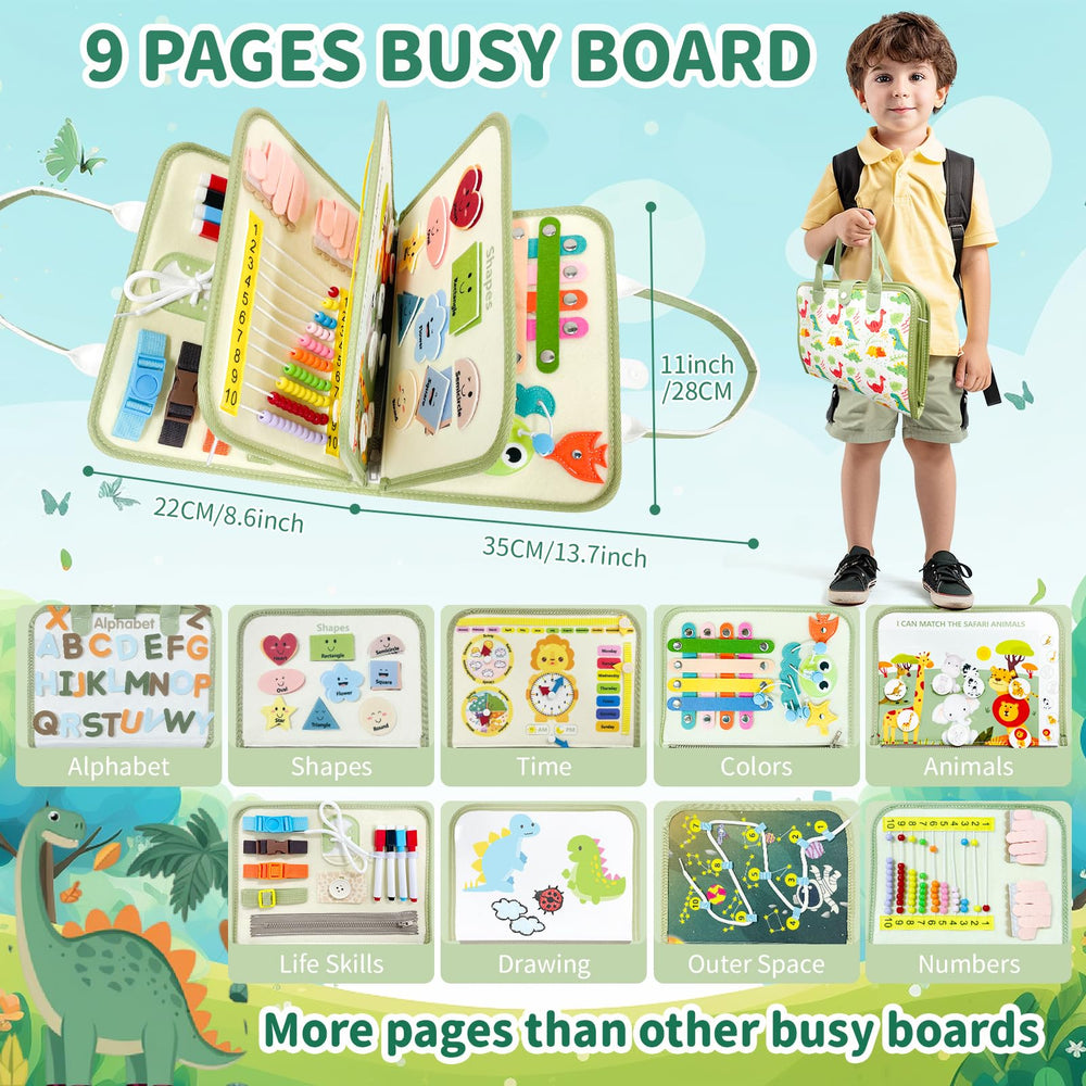 Aurasys soft felt busy board designed for safe, easy handling