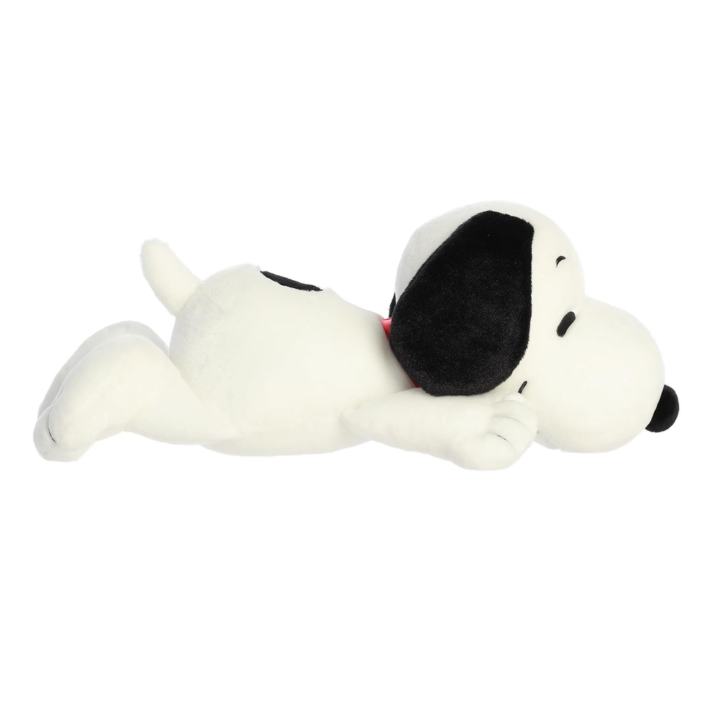 Aurora Adorable Peanuts Snuggle Snoopy texture closeup reveals plush surface and stitching.
