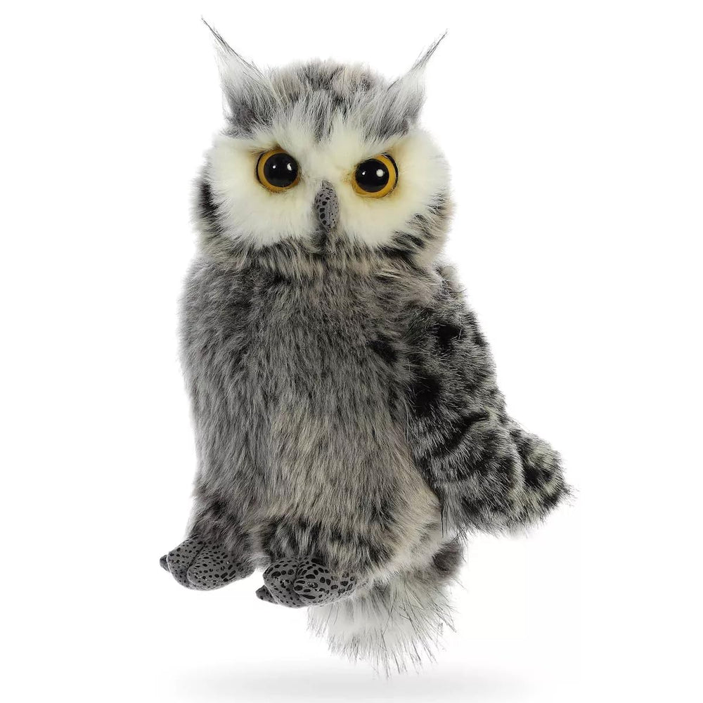 Aurora Barney Owl 9-inch plush, a soft, cuddle-friendly companion for kids.