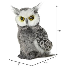 Aurora Barney Owl close-up shows cloud-soft materials for comforting hugs.