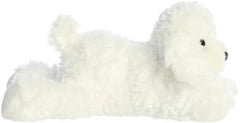 Aurora Bonita Flopsie shows a curly white coat for cozy snuggles.