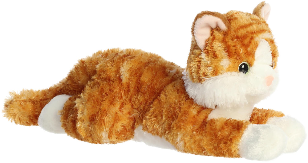 Aurora Chester Flopsie face close-up, soft 12-inch plush kitten for gentle snuggles