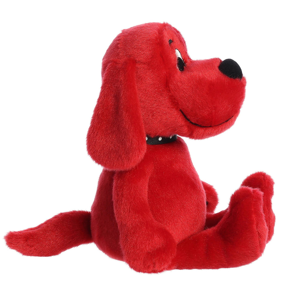 Ribbon collar detail on Clifford plush for dress-up pretend play.