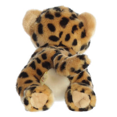 Aurora Miyoni cheetah toy hang tag with species information for education.