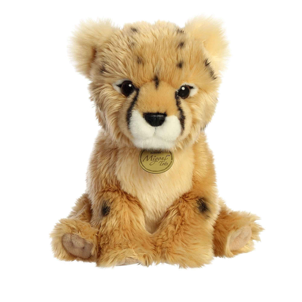 Aurora Miyoni Tots Cheetah Cub plush face detail with spots.