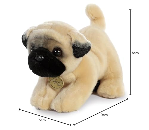 Aurora Miyoni Tots Pug Pup plush with unique species hang tag for education and collectibility.