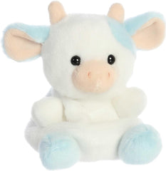 Aurora Palm Pals embroidered details add charm to soft white plush cow.