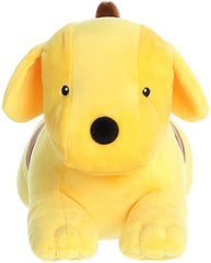 Aurora Playful Spot stuffed animal in yellow, sized for cozy cuddles and travel.