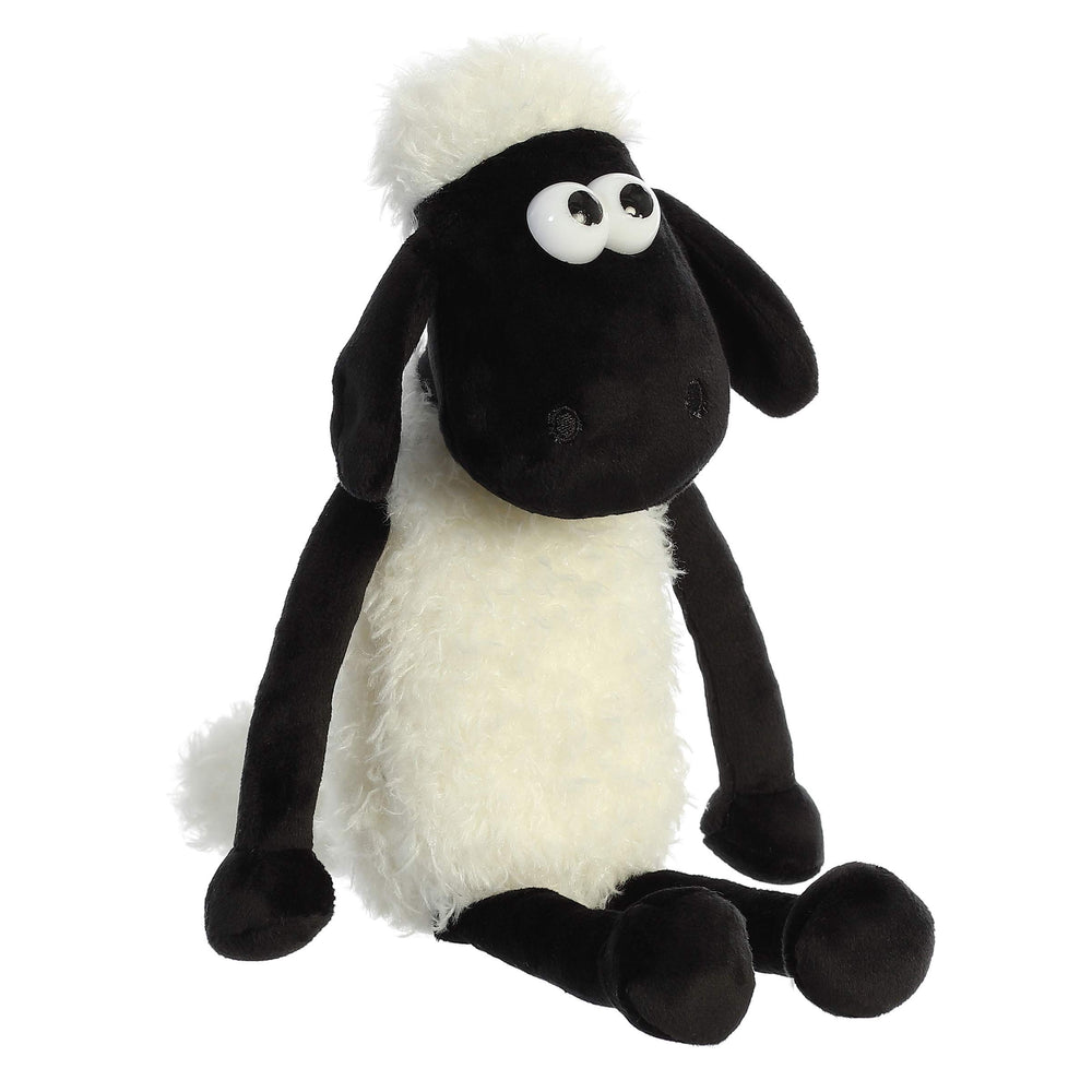 Aurora Shaun the Sheep plush eye detail highlights friendly expression for cuddling fun.