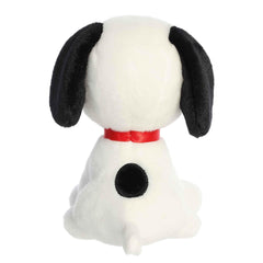 Aurora Snoopy stuffed animal display pose, Nostalgic desk companion for Peanuts lovers.