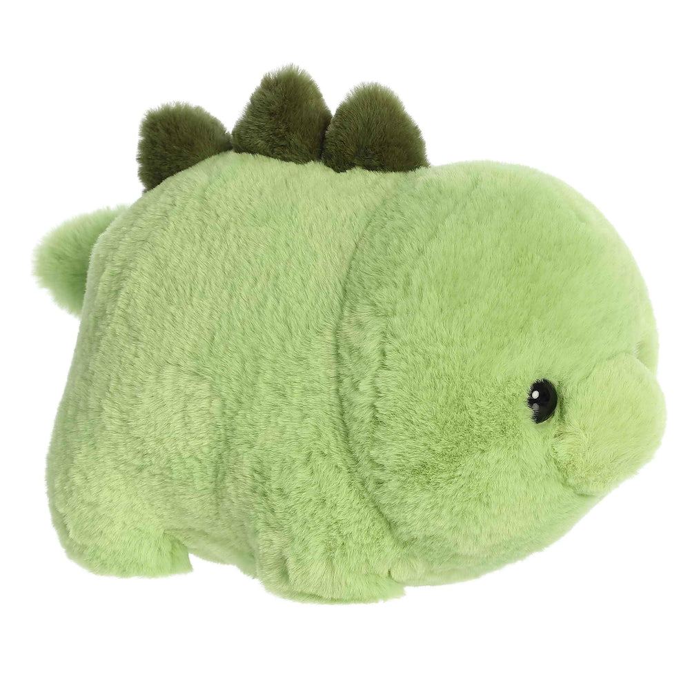 Aurora Spudsters Stevie Stegosaurus plush close-up fabric reveals deluxe softness.
