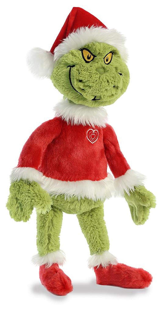Aurora Whimsical Dr Seuss Grinch Santa plush, front view, perfect for imaginative play and display.