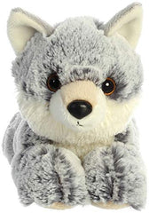 Aurora Winter Wolf plush shows cloud-soft texture for cozy cuddles.