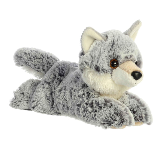 Aurora Winter Wolf plush face close-up with amber eyes for imaginative play.