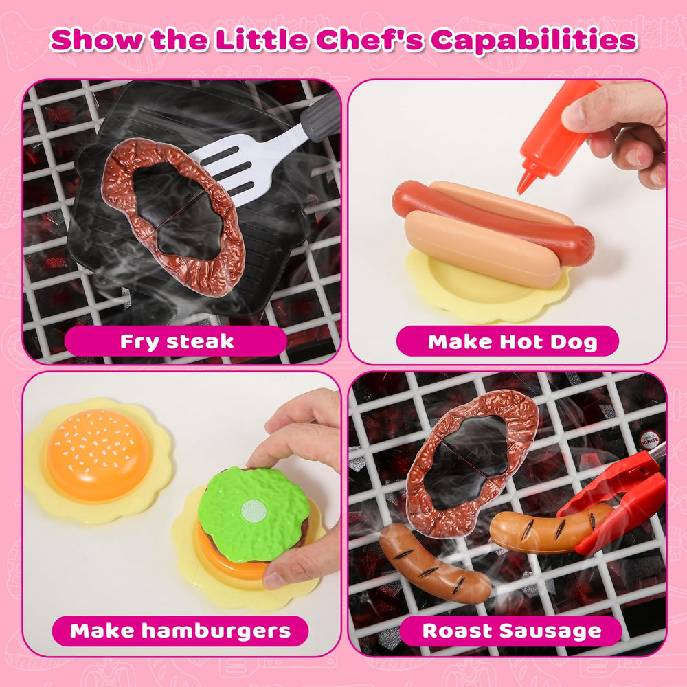 AuroTops pink grill toy emits light and sound for immersive cooking