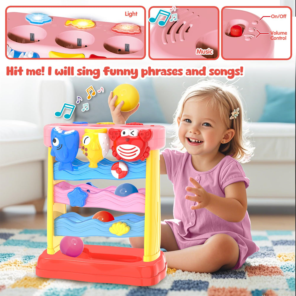 AuroTops Pound A Ball red crab design adds colorful hand-eye coordination play