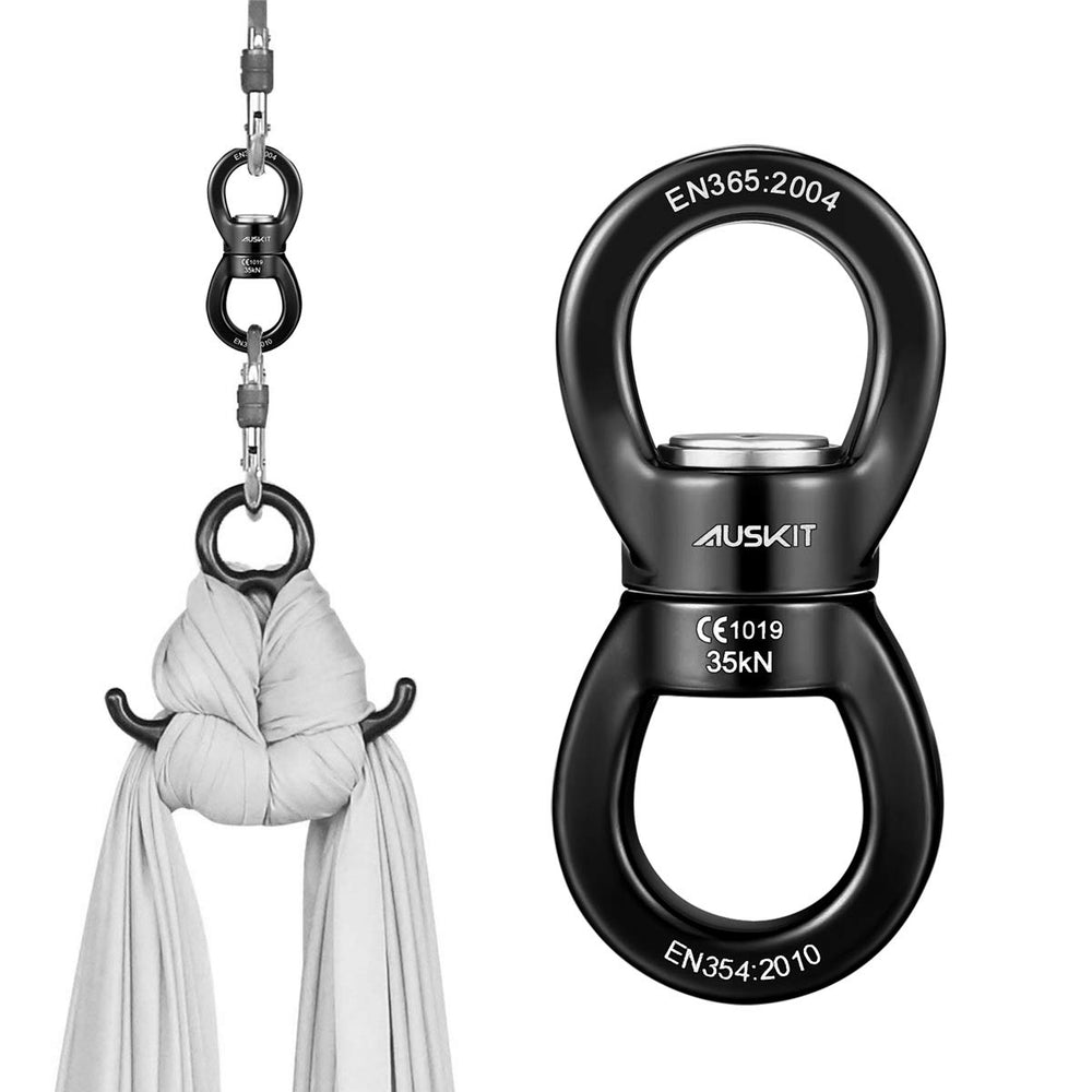 AusKit swivel pictured with two snap hooks for quick attachments.