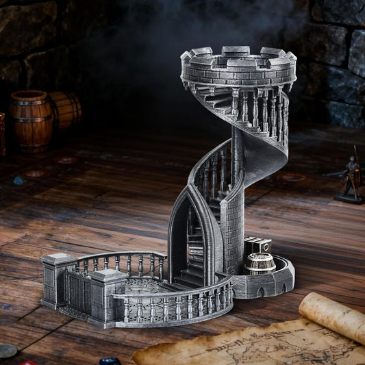 AUSPDICE DND dice tower front view highlights the 36-step design for fair, random rolls