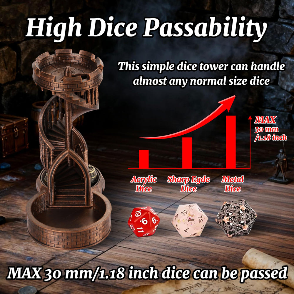 Auspdice DND tower enhances tabletop immersion with retro castle aesthetics.