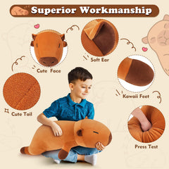 Auspicious Beginning 19-inch Capybara plush back view adds cozy decor
