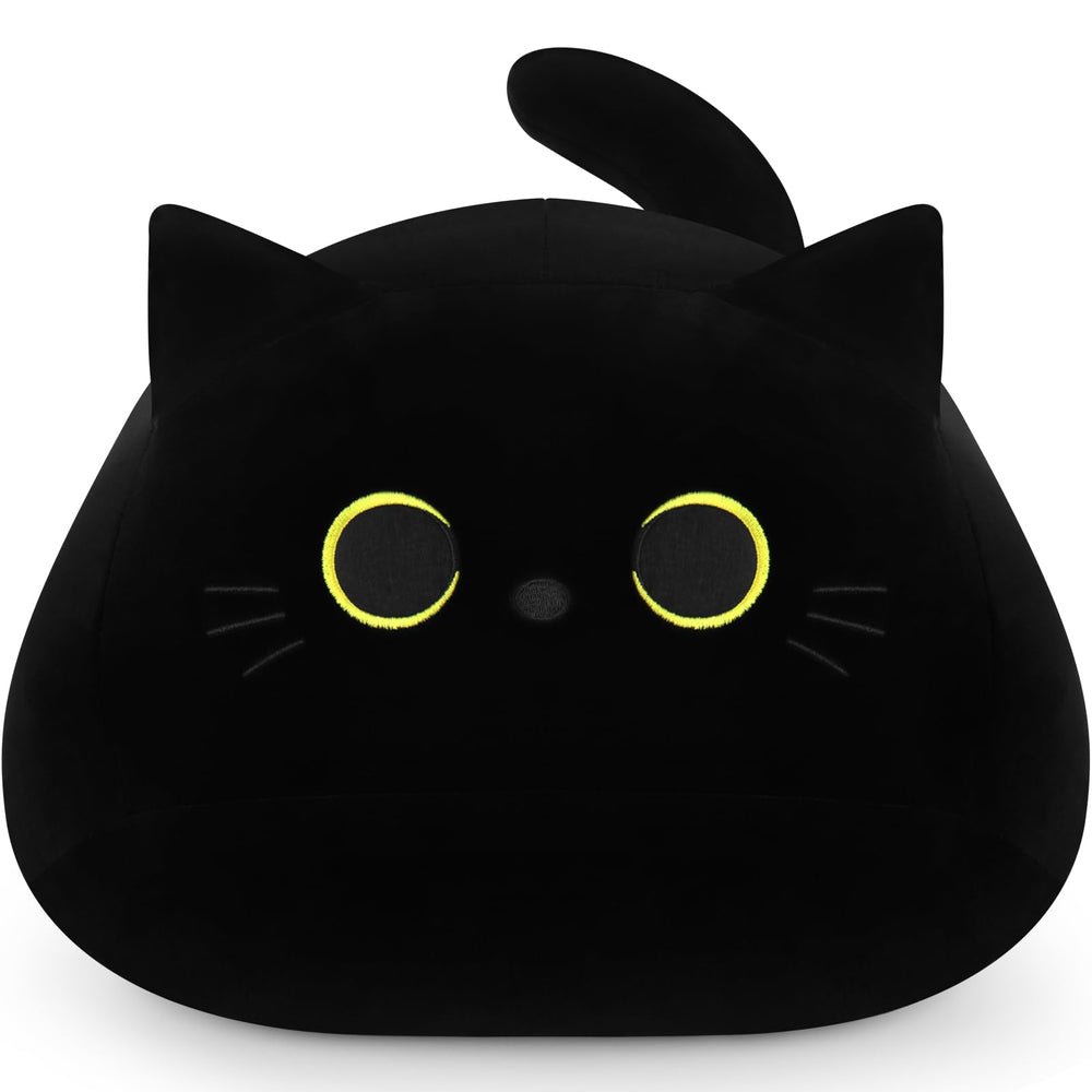 Auspicious Beginning black cat plush 19-inch front view for cozy hugs