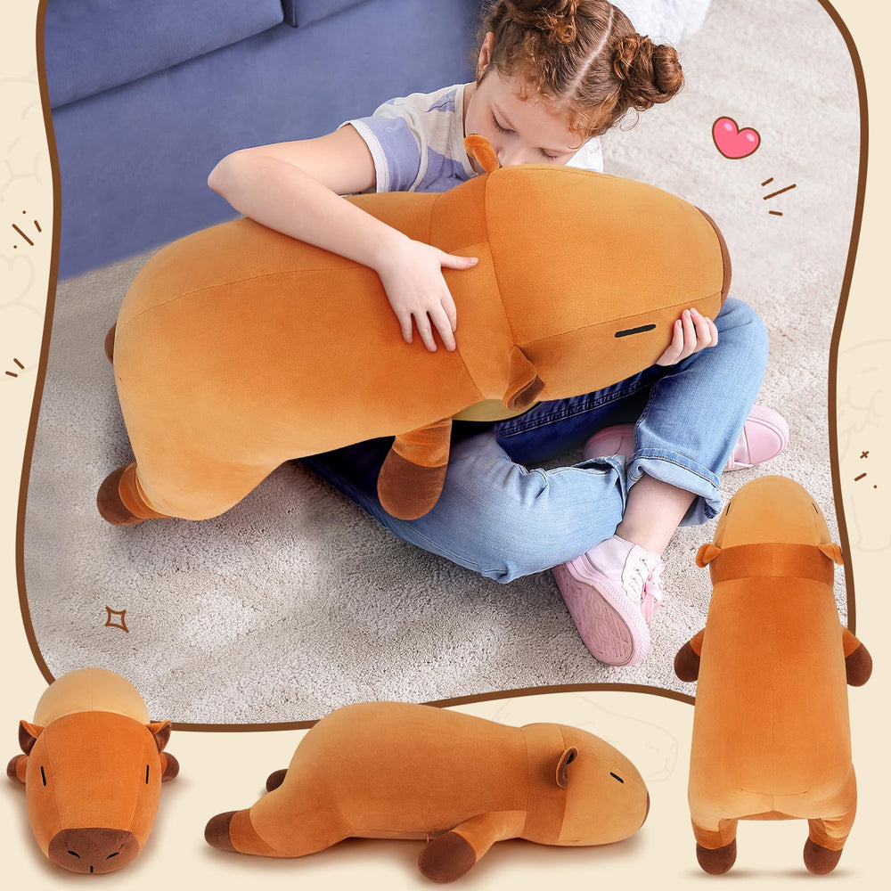 Auspicious Beginning Capybara plush used for reading time, soft comfort