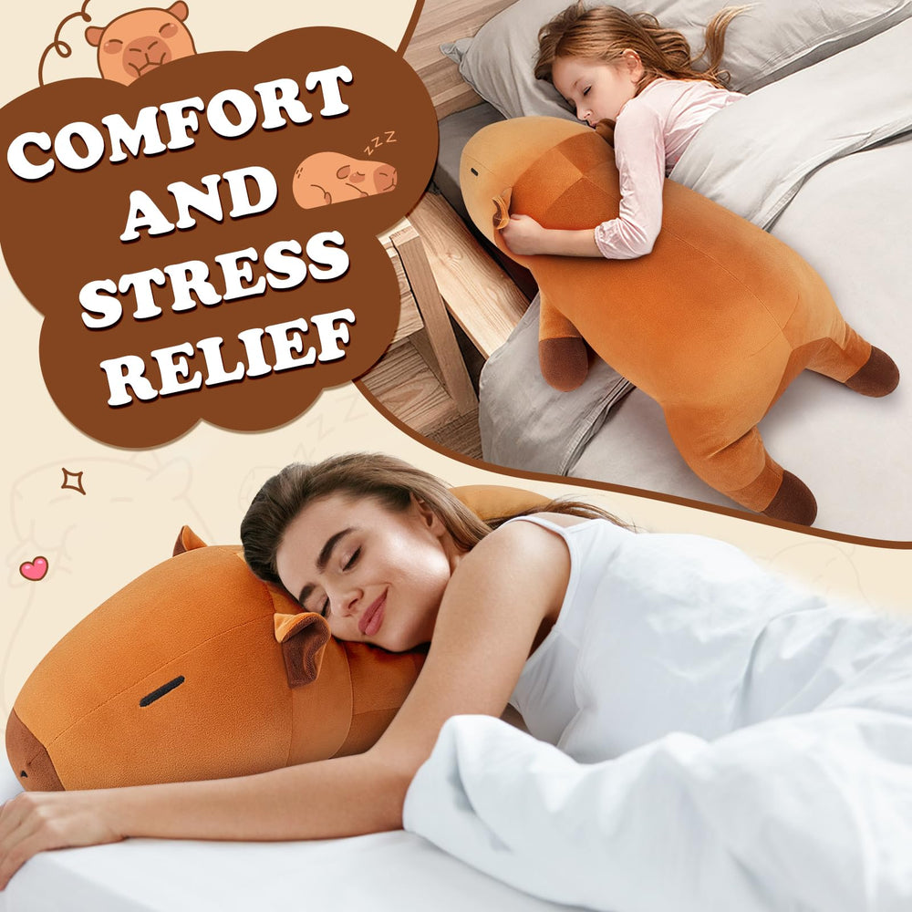 Auspicious Beginning cute hugging capybara plush enhances a playful room decor.