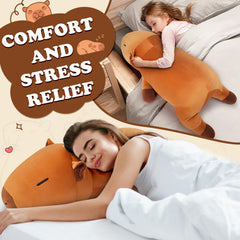 Auspicious Beginning cute hugging capybara plush enhances a playful room decor.