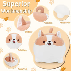 Auspicious Beginning embroidered eyes Corgi plush with durable stitching for long-lasting use