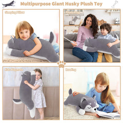 Auspicious Beginning husky plush pillow is ideal for office naps and sofa lounging.