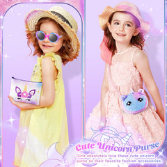 Auspicious Beginning unicorn crossbody bag stores small treasures during outings.