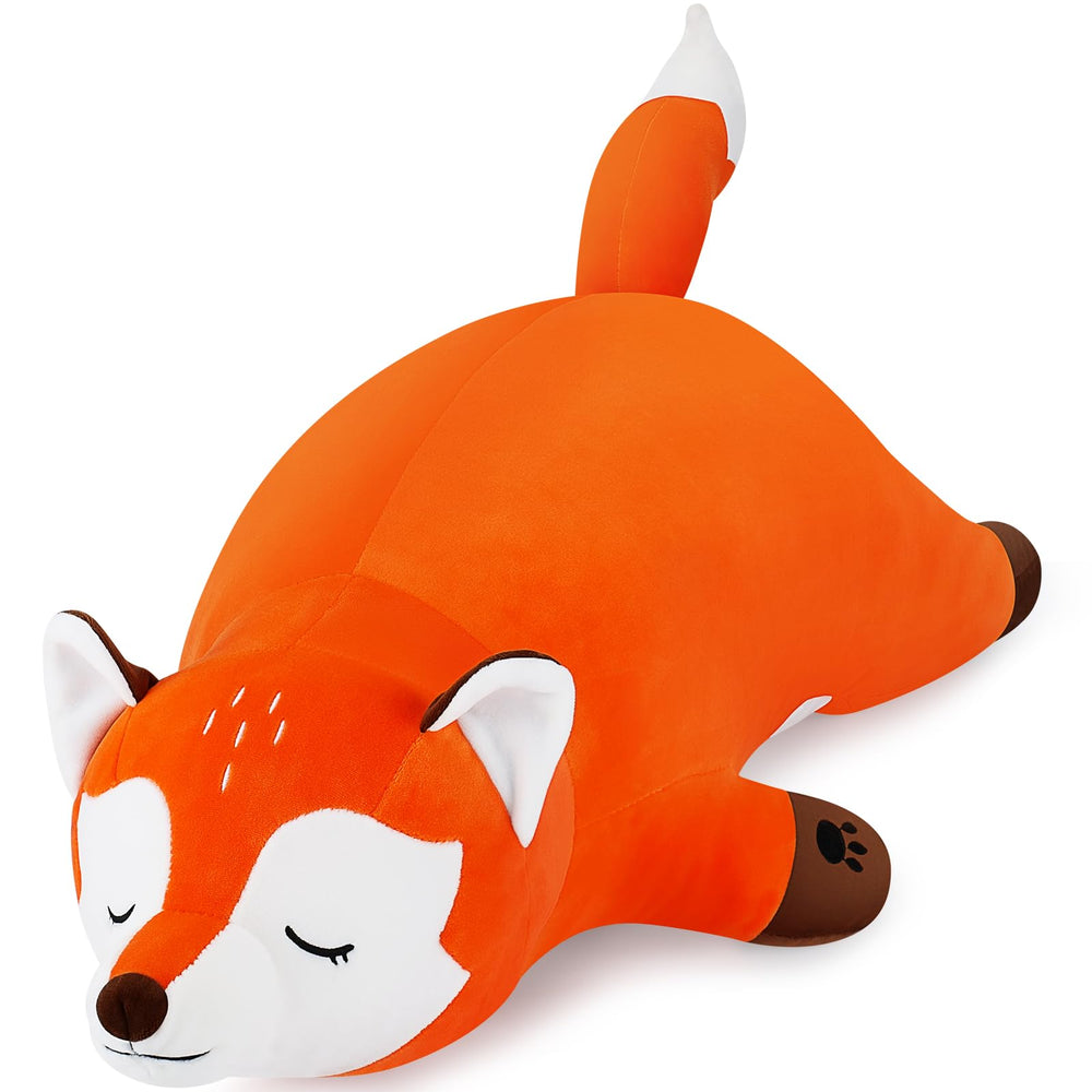 Auspicious Beginnings giant fox plush pillow for cozy lounging and comforting hugs.