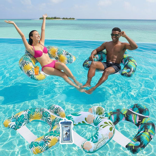 Auspicious Rain 3-pack floats with cup holders and headrest for stable pool lounging.