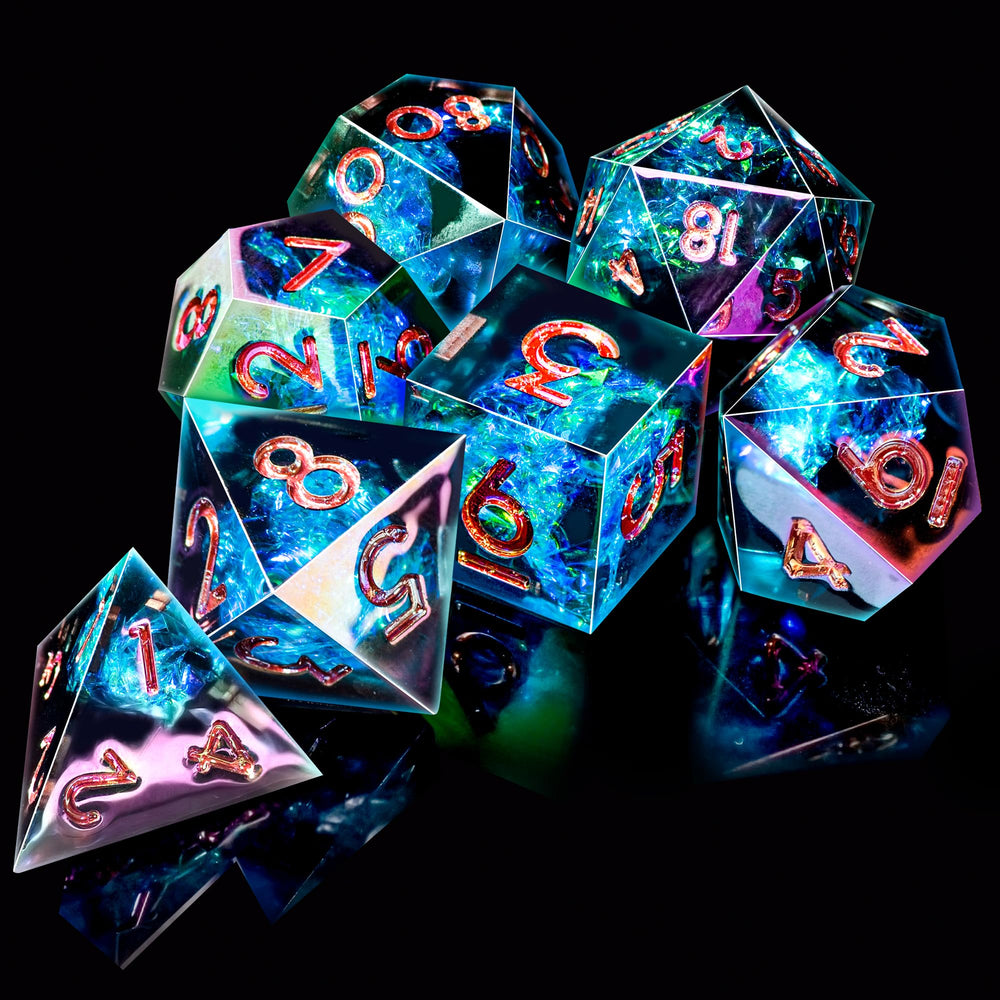 AUSTOR dice set features large readable numbers with gold foil accents.