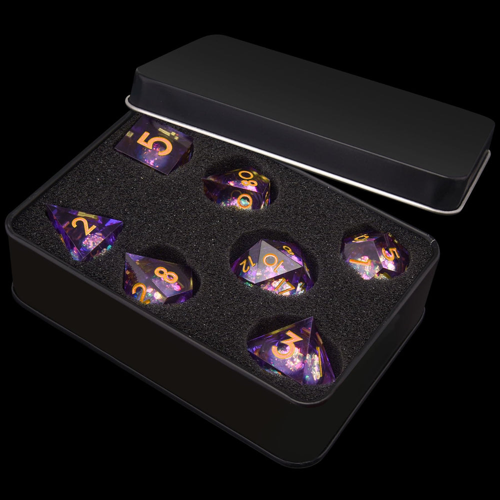 AUSTOR handmade resin dice emphasizing natural material and durability.