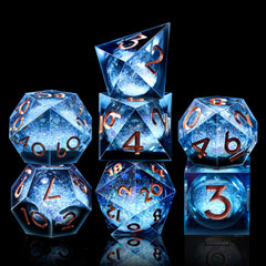 AUSTOR liquid core DND dice D6 with shimmering quicksand effect during spin
