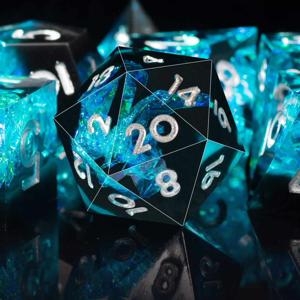AUSTOR seven-die DND dice gold-foil numbers for easy readability