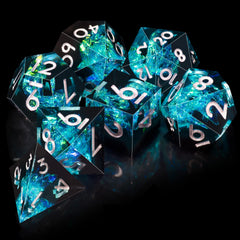 AUSTOR seven-die DND dice natural-resin-material close-up