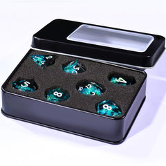AUSTOR seven-die DND dice in use during tabletop session