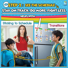 Autism & Prosperity colour coded schedule board clarifies daily plans at a glance