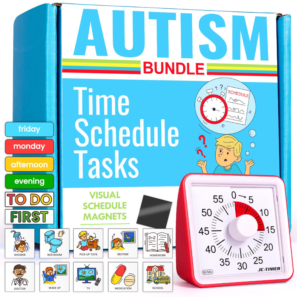 Autism & Prosperity Time Schedule Tasks bundle cover with calm routine visuals for daily planning
