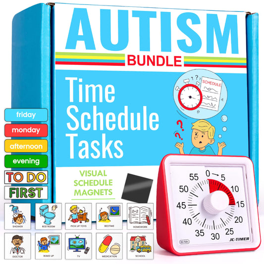 Autism & Prosperity Time Schedule Tasks bundle cover with calm routine visuals for daily planning