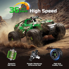 AUYRZ RC car side view highlights robust build and handling.