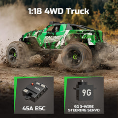 AUYRZ 36KMH RC car top view with dual battery setup for longer sessions.