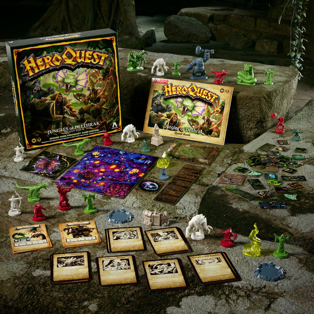 Avalon Hill HeroQuest Jungles Delthrak 39 double-sided cardboard pieces enrich modular play.