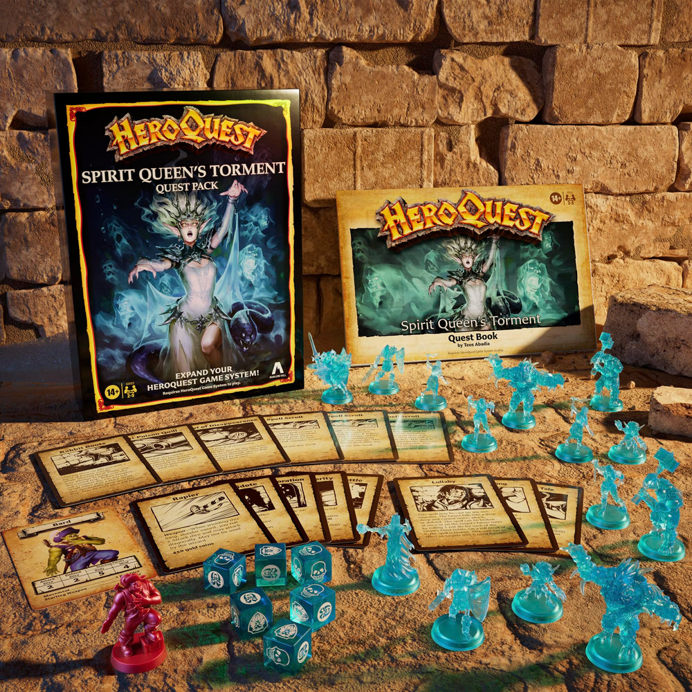 Avalon Hill Spirit Queen's Torment quest book cover inspires epic storytelling at game night.