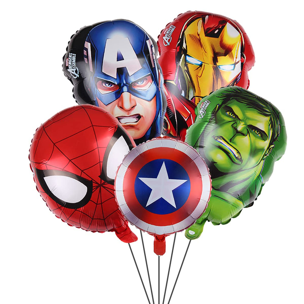 Avengers aluminium balloons close-up with metallic finish for vibrant party decor.